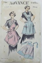 Vtg Sewing Pattern Advance  #5884 Bib Apron Complete c.1950s - $17.82