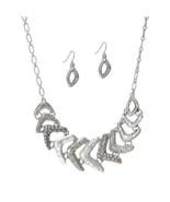Multi Chevron Necklace and Earrings Set Silver - £11.90 GBP