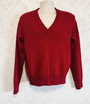 School Apparel Inc Uniform Made In USA Red V Neck Sweater Unisex Size Medium - £15.26 GBP
