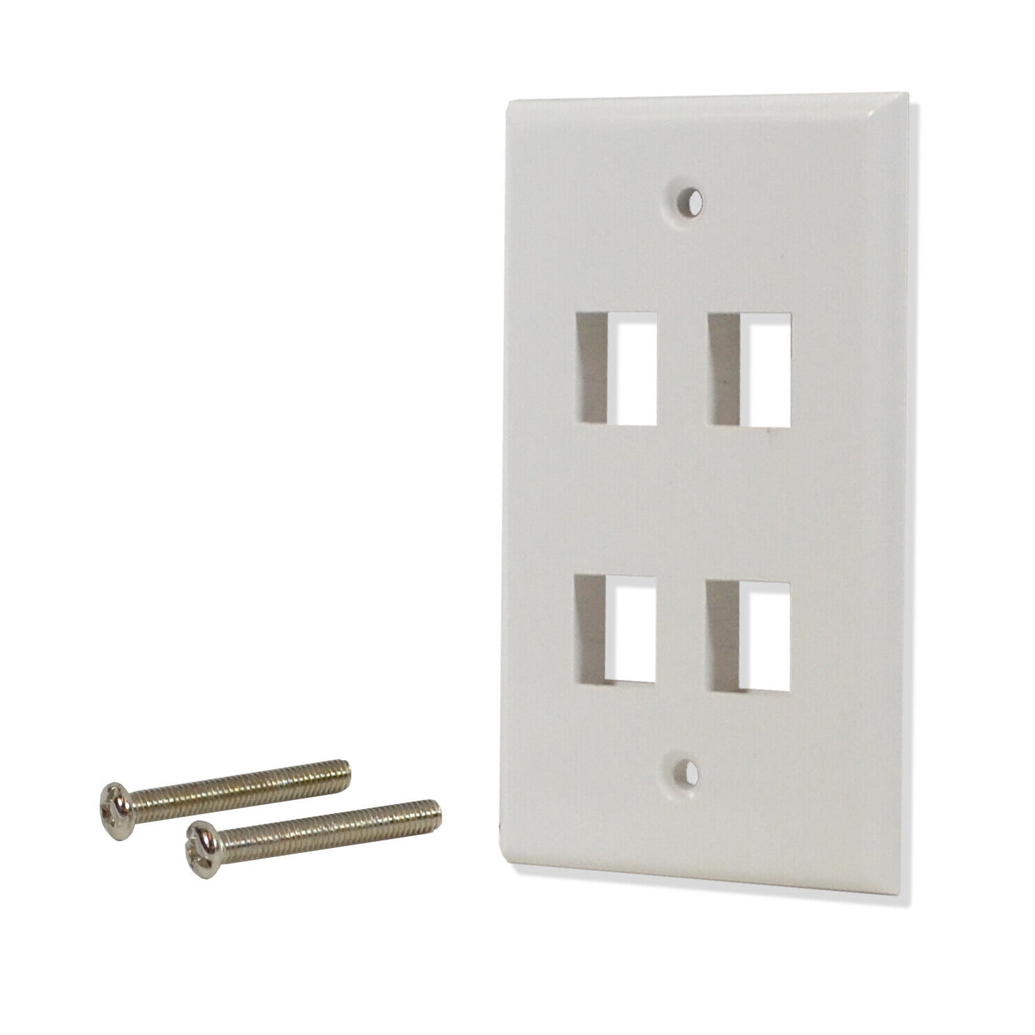 Primary image for 10 Pack Lot 4 port Hole Keystone Jack Wall Plate Smooth Surface White