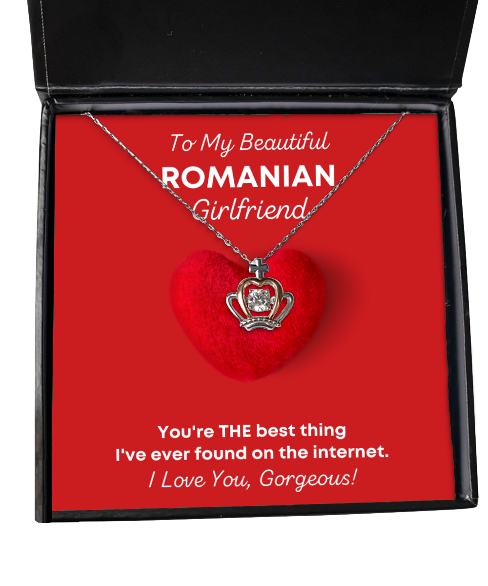 Romanian Girlfriend Necklace Birthday Gifts - Crown Pendant Jewelry Present