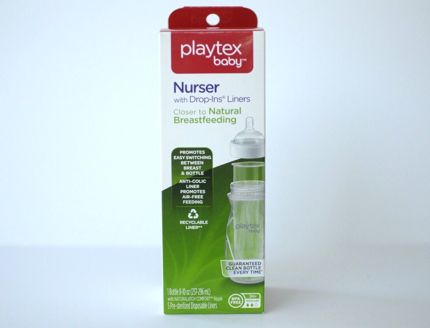 Playtex Baby Nurser Drop Ins Liners 8 - 10 Oz Bottle with 5 Disposable Liners - £12.01 GBP