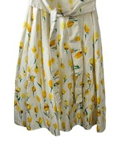 DKNY Floral Dress Women&#39;s 6 White &amp; Yellow Tulips Sleeveless Zipper Back... - $32.04