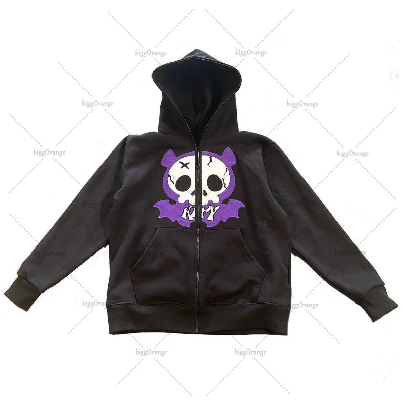  Fashion  bone print Super Dalian Hoodie for men Y2K Harajuku Street zipper hood - £106.87 GBP