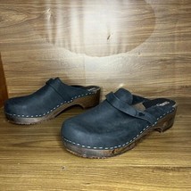 Sandgrens Handmade Swedish Wood Clogs Low Heel Mule Tokyo black leather 44 13  - $200.00