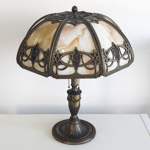 Bradley & Hubbard Glass Table Lamp, Early 20th Century, Neo-Classical, 3 Socket - $827.56