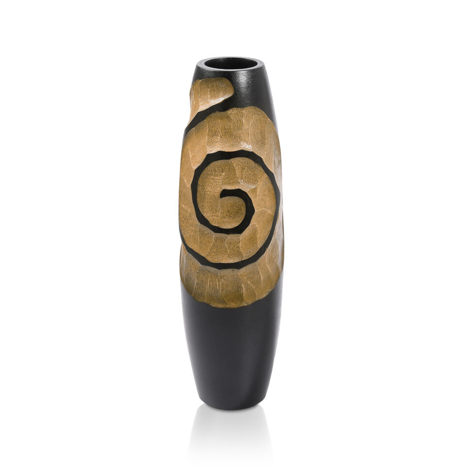 Spiral Swirl 14-inch Brown Mango Wood Concaving Vase - $28.70