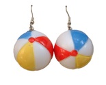 BEACH BALL EARRINGS-3d Fun Summer Pool Party Swimmer Charm Funky Costume... - $5.97