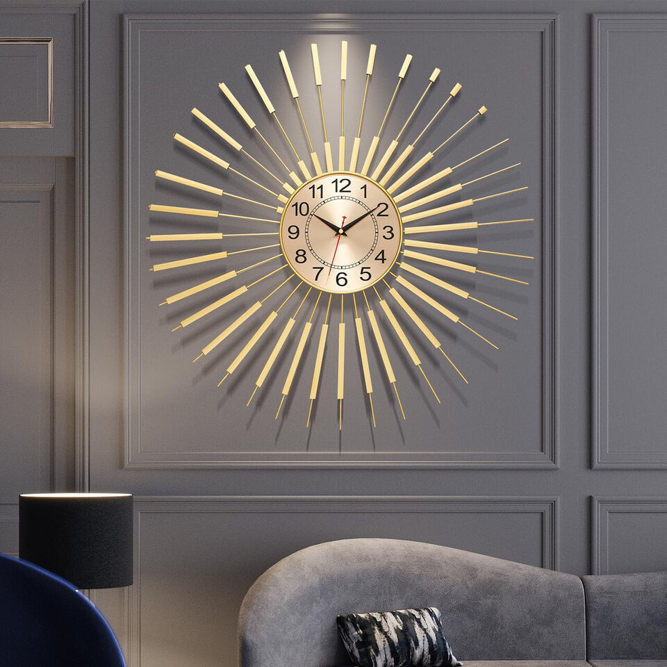 Round Gold Wall Clock Home Decorations for Living Room Bedroom Kitchen O... - $266.97