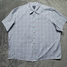 HB Harbor Bay Mens Short Sleeve Button Down Shirt 4XL Big Tall Blue Gingham - $17.99