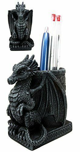 Ebros Medieval Fantasy Dragon Stationery Office Desktop Pen Pencil Holder 4.75"H