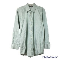 Ike Behar Mens Green White Stripe Cotton Dress Shirt Size 15 1/2  32 - $7.99