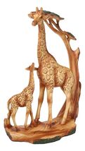 Safari Savannah Giraffe Family In Scenic Forest Faux Wooden Cutout Figurine - $30.99
