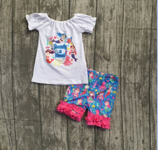 NEW Boutique &#39;Secretly a Mermaid&#39; Shirt Ruffle Shorts Girls Outfit Set  - £6.68 GBP