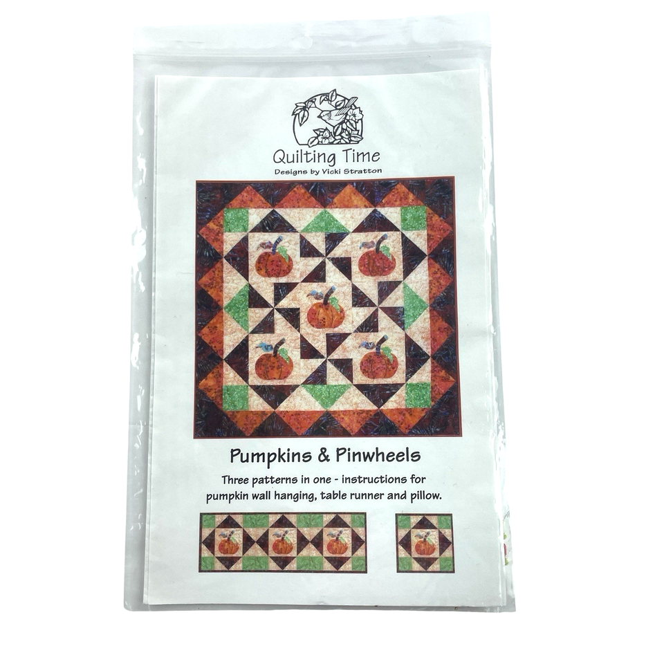 Quilting Time Pumpkins and Pinwheels Quilt PATTERN Runner Pillow Wall Hanging Item image 2