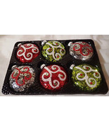 (6) Round shaped Glass ornaments with sparkle designs - $8.99