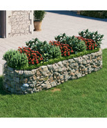vidaXL Large Galvanized Iron Gabion Raised Bed - Silver Finish, Garden P... - $197.49