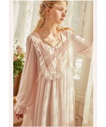 Vintage Victorian Nightgown, Edwardian Cotton Winter Loungewear, Christm... - £123.89 GBP
