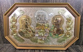VTG 50th Anniversary Wood Framed Wall Plaque of the Sacred Heart of Mary... - $140.24
