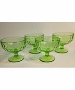 Federal Green Uranium Glass Footed Sherbet Dishes VTG - $30.00