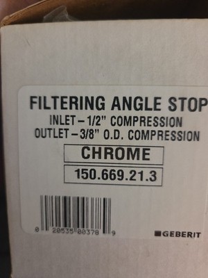 Geberit 150.669.21.3 Filtering Decorative Angle Stop Valve with 3/8&quot; O.D... - $49.50