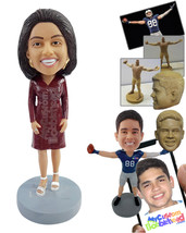 Personalized Bobblehead Office woman wearng a nice knee length dress and high sa - £71.60 GBP