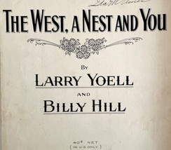 The West A Nest And You 1923 Sheet Music Waltz Larry Yoell Billy Hill DWFF5 - £23.56 GBP
