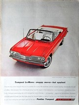 Pontiac Tempest Le Mans Red convertible snappy mover 1962 vintage print ad - $188.21 MXN
