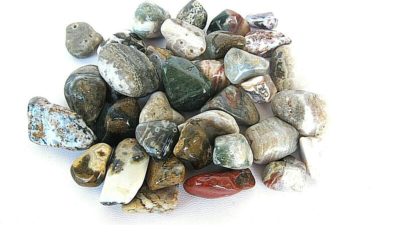 One Ocean Jasper Tumbled Stone 25-30mm Reiki Healing Crystal Family Harm... - $1.93