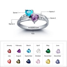 925 Sterling Silver Personalized Mothers Ring with Birthstones Custom Name Engra - £56.98 GBP