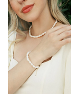 Mid-sized natural pearl bracelet, necklace set - £31.59 GBP