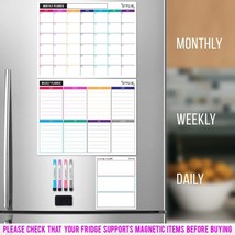 Dry Erase Calendar Whiteboard 3 Magnetic Calendars Monthly, Daily, Weekly &amp; More - £25.12 GBP