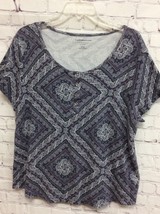 Croft &amp; Barrow Womens Gray Tribal Print Casual Tee Shirt Top XXL - £5.31 GBP