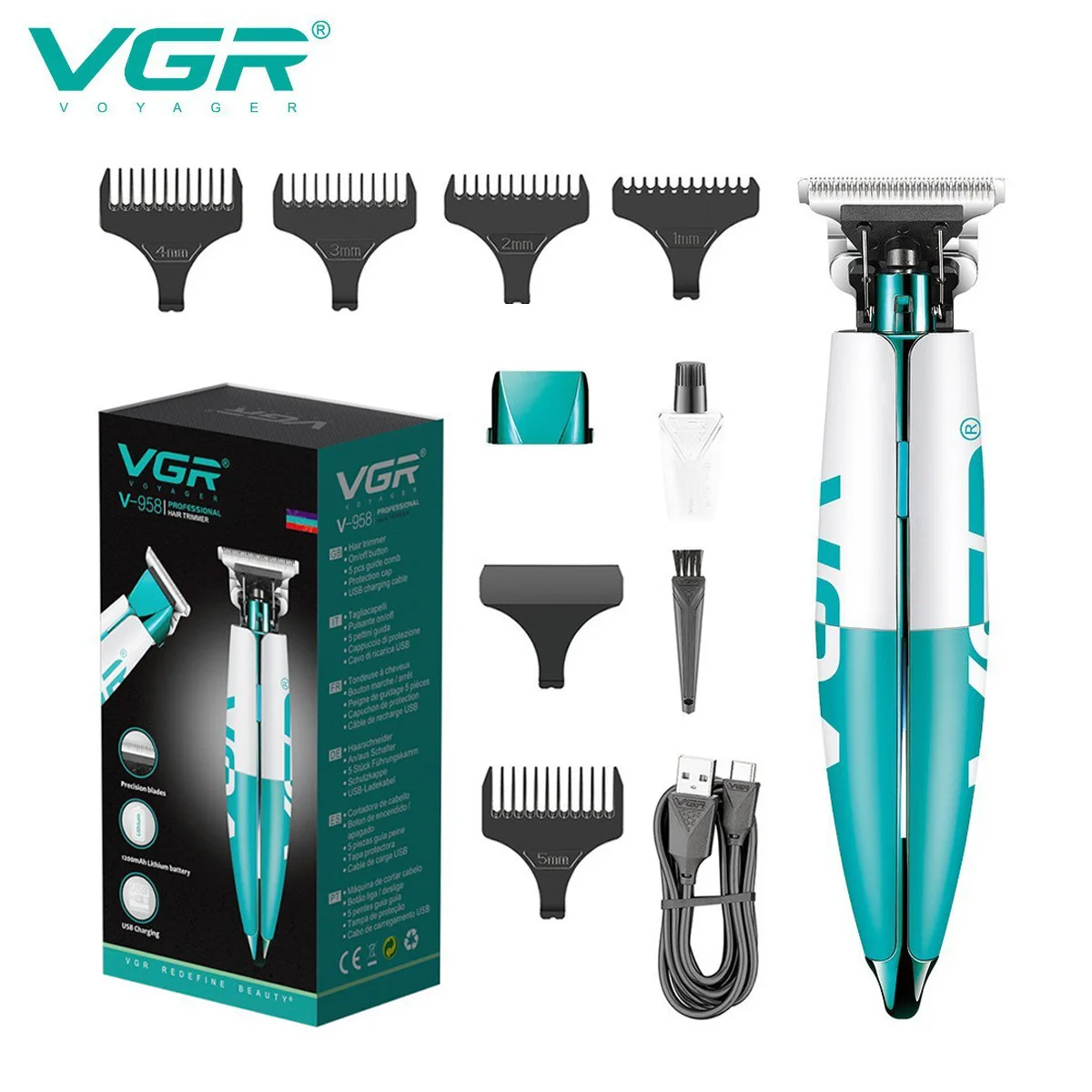 VGR Rechargeable Hair Trimmer Cordless Hair Cutting Machine Beard Hair Clipper - £24.77 GBP+