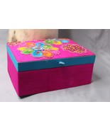 Jewelry Box Floral Bright Pink Blue Decorative Thread Design Top Level R... - £6.04 GBP