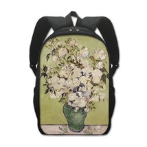 Van Gogh Art Print Backpack flower Almond Blossoms ry Night Women Men Ruack Stud - £115.57 GBP