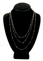 Pair Of Bead Chain Necklaces Vintage T Hang Tags Double Goldtone, 1 Silvertone - £16.66 GBP