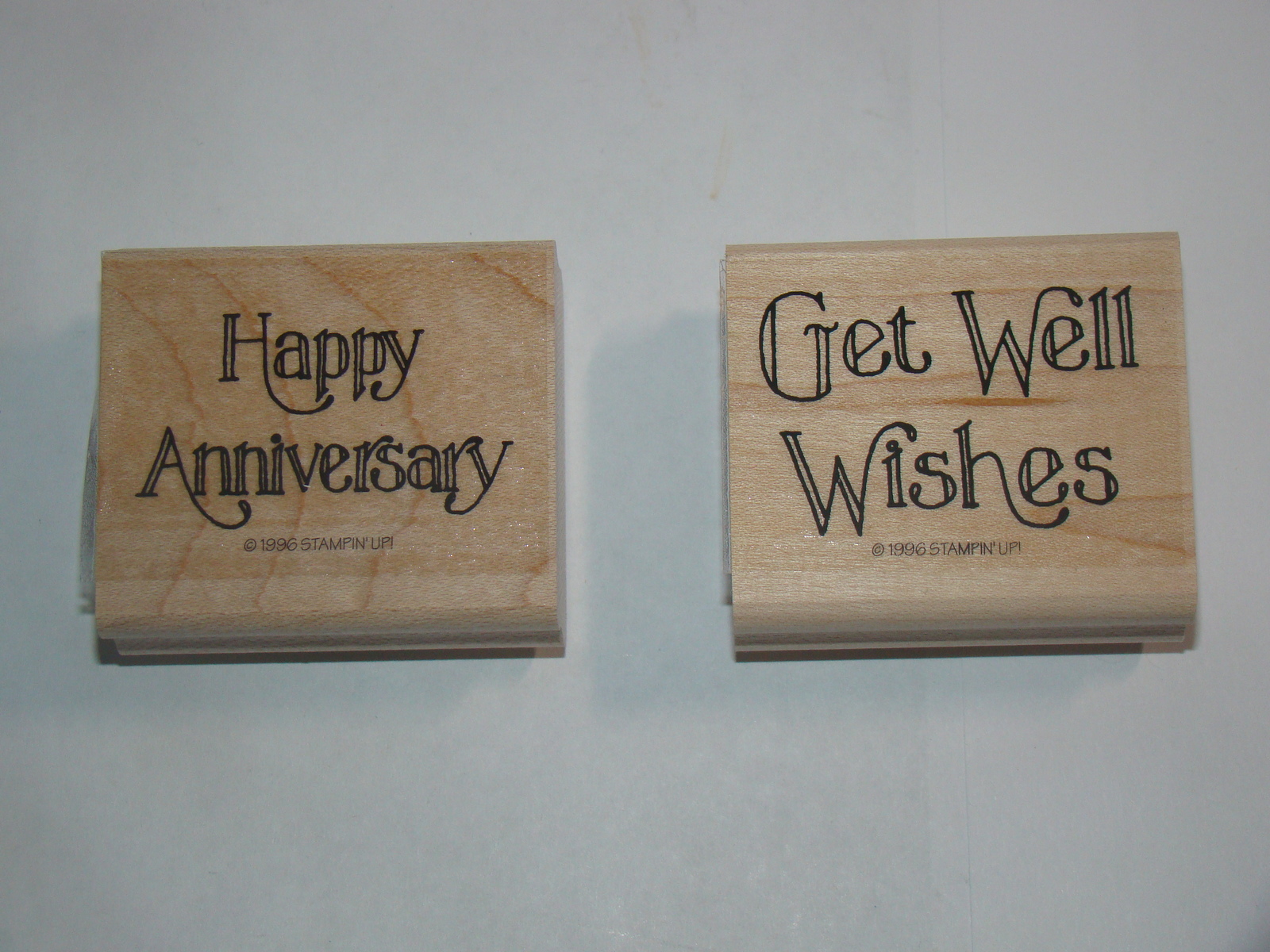 Primary image for Lot of (2) 1996 STAMPIN UP! Stamps -  Happy Anniversary & Get Well Wishes