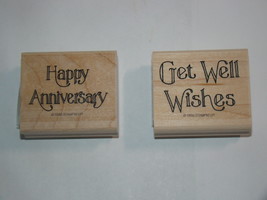 Lot of (2) 1996 STAMPIN UP! Stamps -  Happy Anniversary & Get Well Wishes - $12.00