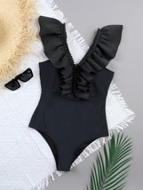 FITDROBE Black Pearl V Neck Swimsuit One Piece Swimsuit Push Up Swimsuit... - £29.89 GBP