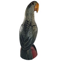 Wood Carved Parrot Bird Hand Made Folk Art Painted Colorful - $34.99