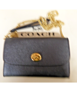 Coach Metallic Denim Blue Crossgrain Leather Crossbody Chain Wristlet F2... - $2,620.08 MXN