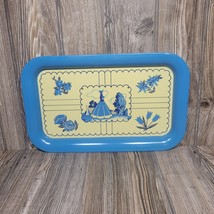 Vintage Lap Tray Metal Blue Cream, Southern Belle Colonial Girl, Country Kitchen - $24.00