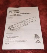 Craftsman 3.6 Colt Cordless Screwdriver Operators User Manual 315.111371 - $9.99