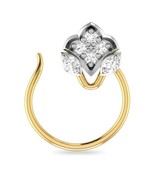 14K Yellow Gold Plated Round Lab-Created Moissanite Cluster Nose Pin Rin... - $43.82