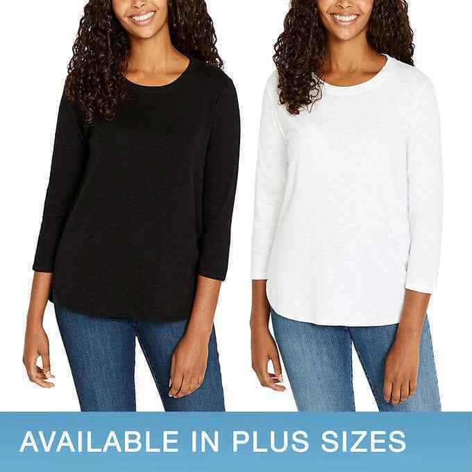 Kirkland Signature Tee Top 100% Cotton PLUS Size Slub Tee -8 COLORS NEW SZ 2X-3X
