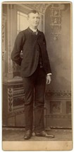 Circa 1880&#39;S Named Large Cabinet Card Tall Handsome Young Man Hiram Foote - £13.07 GBP