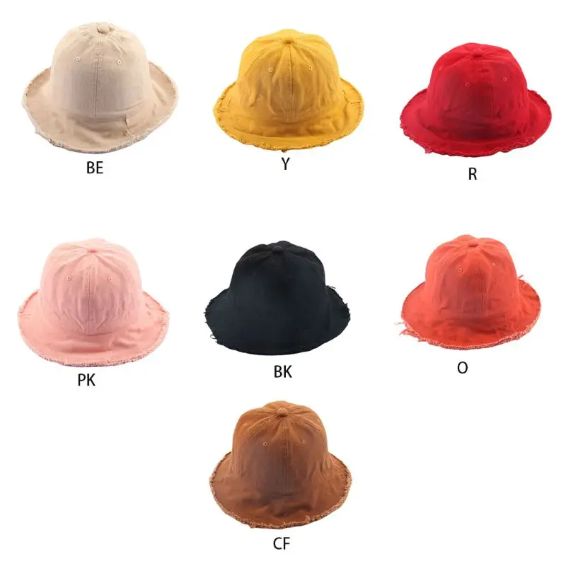 Kids Bucket Hat Summer Travel Solid Color Beach for Sun Hat Outdoor Sunscreen - £10.72 GBP