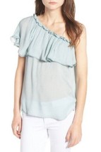 Hinge one ahoulder ruffle top XS Shirt Outfit  Light Blue Summer Top Cute - £8.13 GBP