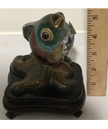 Vtg Rare  Beauty Cloisonné Enameled Brass Tropical Fish Sculpture on Woo... - $127.40